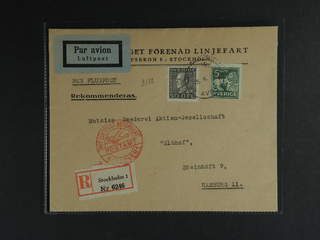 Sweden. Air mail cover Facit 192, 143A , 5+50 öre on registered air mail cover sent from …