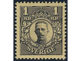 Sweden, Sverige, Sverige, Sverige. Facit 77vm1 ★★, 1 Krona black, inverted wmk crown. …