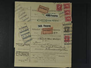 Sweden. Lot covers. Four address card for parcels with privately manufactured labels and …