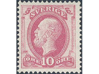 Sweden. Facit 39b ★★ , 1885 Oscar II, letterpress 10 öre red-carmine, type II. Very …