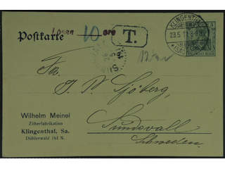 Sweden. Incoming stamped mail. Germany. Insufficiently prepaid postcard sent from …