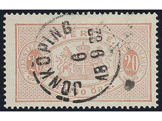 Sweden. Official Facit Tj6 used , 20 öre red, perf 14. Cancelled JÖNKÖPING 6.9.1882. …