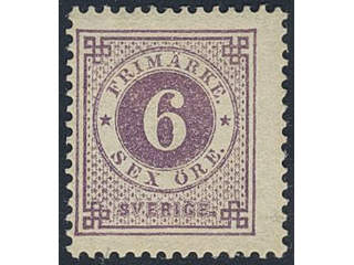 Sweden. Facit 31 ★ , 6 öre violet. Fresh copy. SEK 1400