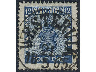 Sweden. Facit 9b2 used , 12 öre dark blue. EXCELLENT cancellation. One somewhat short …