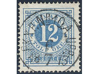 Sweden. Facit 21m used , 12 öre blue. EXCELLENT cancellation PKXP Nr 10A UPP 6.7.1873.