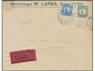Sweden. Facit 80, 85 cover, 7+20 öre on local special delivery cover cancelled STOCKHOLM …