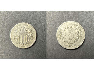 USA 5 cents 1867, F-VF
