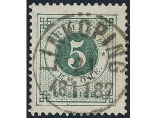 Sweden, Sverige, Sverige, Sverige. Facit 43b used, 5 öre dark green, clean distinct …