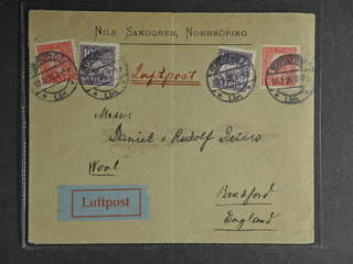 Sweden. Air mail cover Facit 176A, 146A , 2x10+2x15 öre on air mail cover sent from …
