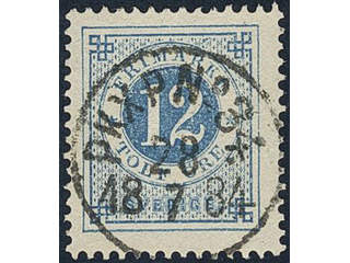 Sweden, Sverige, Sverige, Sverige. Facit 32f used, 12 öre light clear blue. PKXP No 34 …