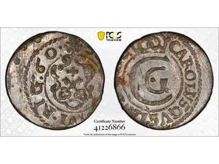 Sverige Karl X Gustav (1654-1660) Riga 1 solidus 1660, 01/0, PCGS MS63