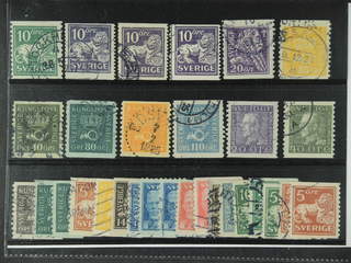 Sweden. Used 1920-36. Small coilstamps, All different, e.g. F 144Acc, 145E+Ecx, 146E, …