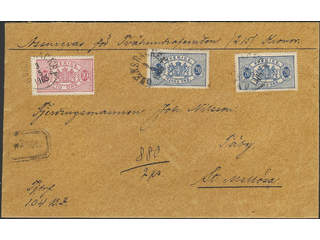 Sweden. Official Facit Tj16B, 19 , 10+2x20 öre on insured cover sent from ODENSBACKEN …