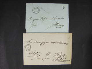Sweden. R county. MARIESTAD 1831 and 1836, arc postmark. Type 1 and 2 on two covers sent …