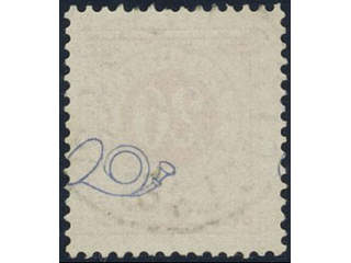 Sweden. Facit 46v6 used, 20 öre red, parts of two posthorns variety. Cancelled STOCKHOLM …