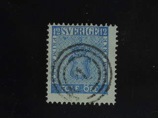Sweden. Facit 9 used , 12 öre blue beautifully cancelled with Danish numeral …