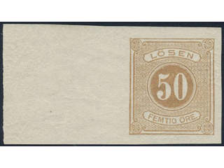 Sweden. Postage due Facit L19v1 ★, 50 öre brown imperf. Superb example with sheet margin.