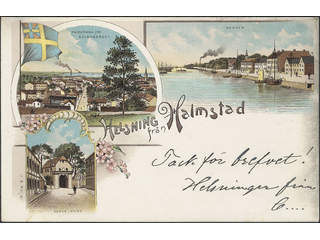 Sweden. Postcard Facit 52 , Gruss Aus. Halmstad, "Helsning från", used card sent from …