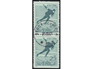 Sweden. Facit 575BB used , 1966 World Speed Skating Champ. 25 öre green, pair. EXCELLENT …