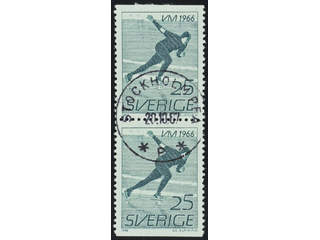Sweden. Facit 575BB used , 1966 World Speed Skating Champ. 25 öre green, pair. EXCELLENT …