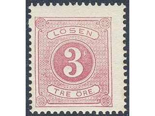 Sweden. Postage due Facit L2 ★ , 3 öre red, perf 14. SEK 600