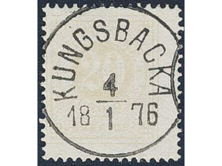 Sweden. Facit 22f used , 20 öre pale orange. EXCELLENT cancellation KUNGSBACKA 4.1.1876, …