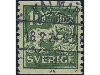 Sweden. Facit 144A used , 10 öre green, type I. EXCELLENT cancellation KALMAR 18.2.24.