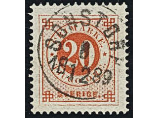Sweden. Facit 46 used , 20 öre red. EXCELLENT cancellation SONSTORP 8.12.1889.