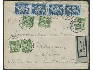 Sweden. Facit 143C, 236 cover, 5×5+4×25 öre on air mail cover sent from GÖTEBORG LBR …