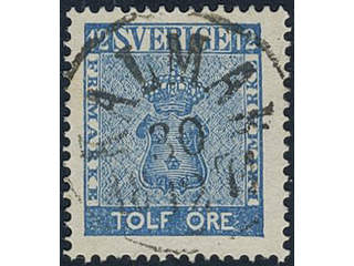 Sweden. Facit 9d3 used, 12 öre light blue, perforation of 1865. EXCELLENT cancellation …