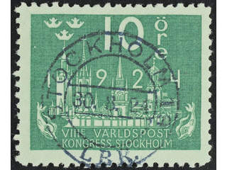 Sweden. Facit 197 used , 10 öre green. EXCELLENT cancellation STOCKHOLM 30.8.24.