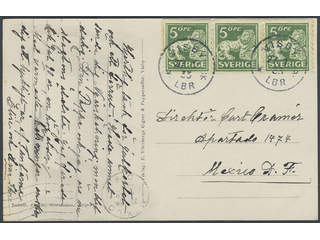 Sweden. Facit 143A cover , 3x5 öre on picture postacard (S:t Drotten) sent from VISBY …