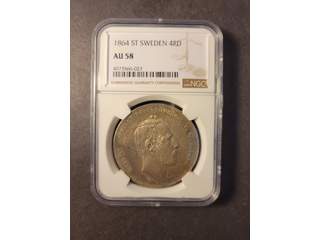 Sverige Carl XV (1859-1872) 4 riksdaler riksmynt 1864, 01, NGC AU58