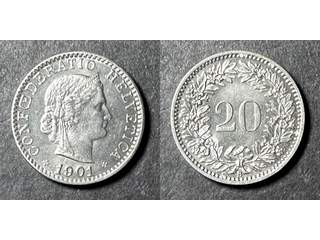 Schweiz 20 rappen 1901, UNC