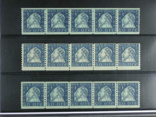 Sweden. Facit 152Aa ★★ , 1920 Gustav II Adolf 20 öre blue, perf on two sides on greenish …