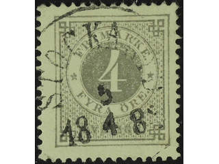 Sweden. Facit 29e used , 4 öre deep grey-grey on calendered paper. EXCELLENT …