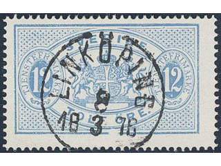 Sweden. Official Facit Tj5 used , 12 öre blue, perf 14. EXCELLENT cancellation LINKÖPING …