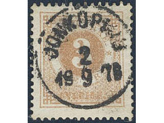 Sweden. Facit 28b used , 3 öre dull orange-brown. EXCELLENT cancellation JÖNKÖPING …