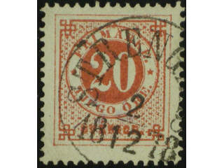 Sweden. Facit 33a used , 20 öre carminish red - dull red. Superb cancellation STRENGNÄS …