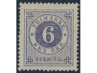 Sweden, Sverige, Sverige, Sverige. Facit 20b ★, 6 öre ultramarine-violet on yellowish …