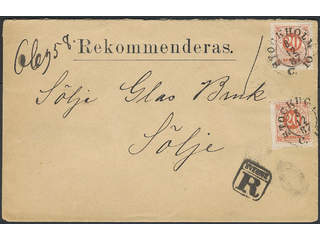 Sweden. Facit 46 cover, 2×20 öre on registered cover sent from STOCKHOLM C.10 8.12.87 to …