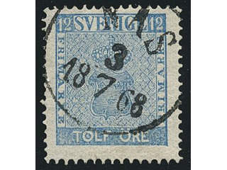 Sweden. Facit 9d3, W county. NÅS 3.7.1868, circle cancellation. Postal: 200:-