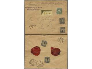 Sweden. Facit 77, 79 cover , 5 öre + 4x1 kr on insured cover sent from KRISTINEHAMN …