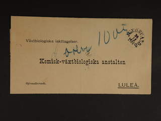 Sweden. Postage due mail. Unpaid cover "Växtbiologiska iakttagelser" sent from …
