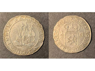 Nederländska Ostindien Batavian Republic 1/4 gulden 1802, AU