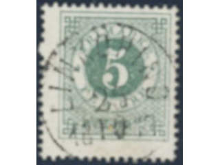 Sweden. Facit 19h used , 5 öre dull bluish green, unclean colour. Interesting example …