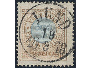 Sweden, Sverige, Sverige, Sverige. Facit 27d used, 1 Riksdaler orange-brown/blue. …