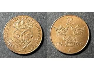 Sverige Gustav V (1907-1950) 2 öre 1921, 01/0