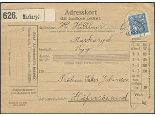 Sweden. Facit 154 on cover, 1921 Gustaf Vasa 110 öre blue. 110 öre on address card for …