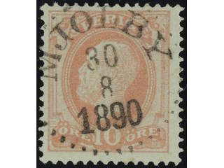 Sweden. Facit 45d used , 1890 Oscar II with posthorn on back 10 öre dull rose. EXCELLENT …